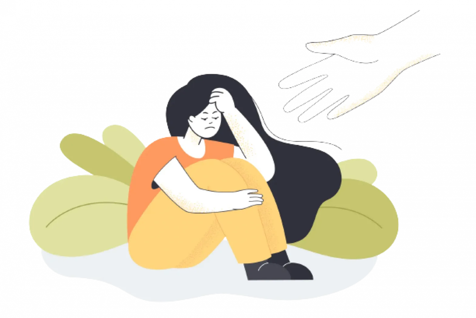 Hand reaching toward a young person